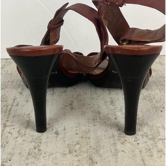 ENZO ANGIOLINI Women's Heels Sz 8.5 Leather Brown Stappy - Picture 11 of 15